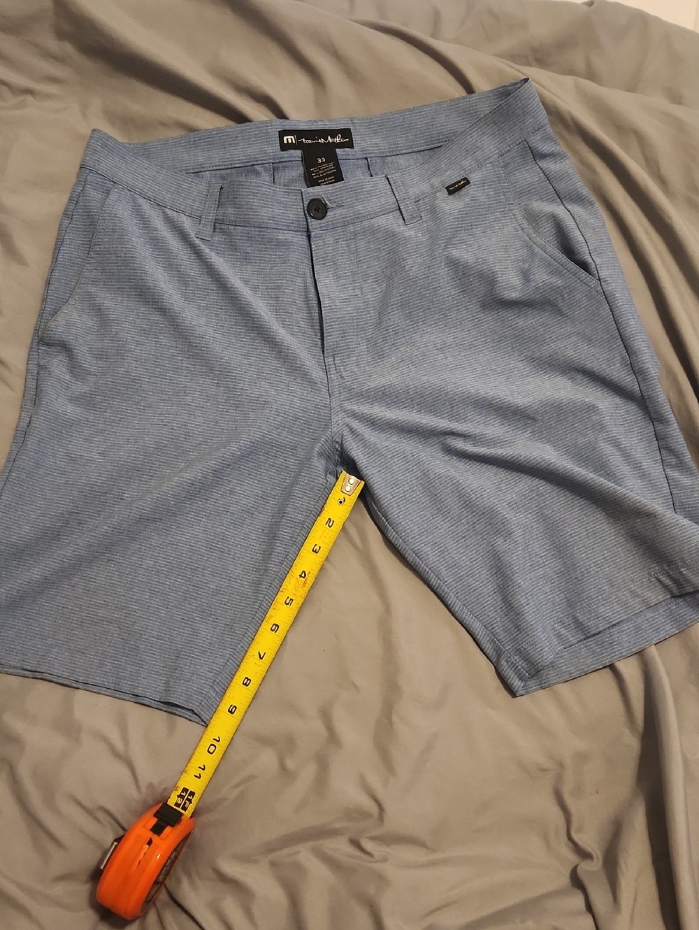 Travis Mathew Mens 34 Golf Shorts Gray Stretch Classic Fit 9 Inseam Premium Beck